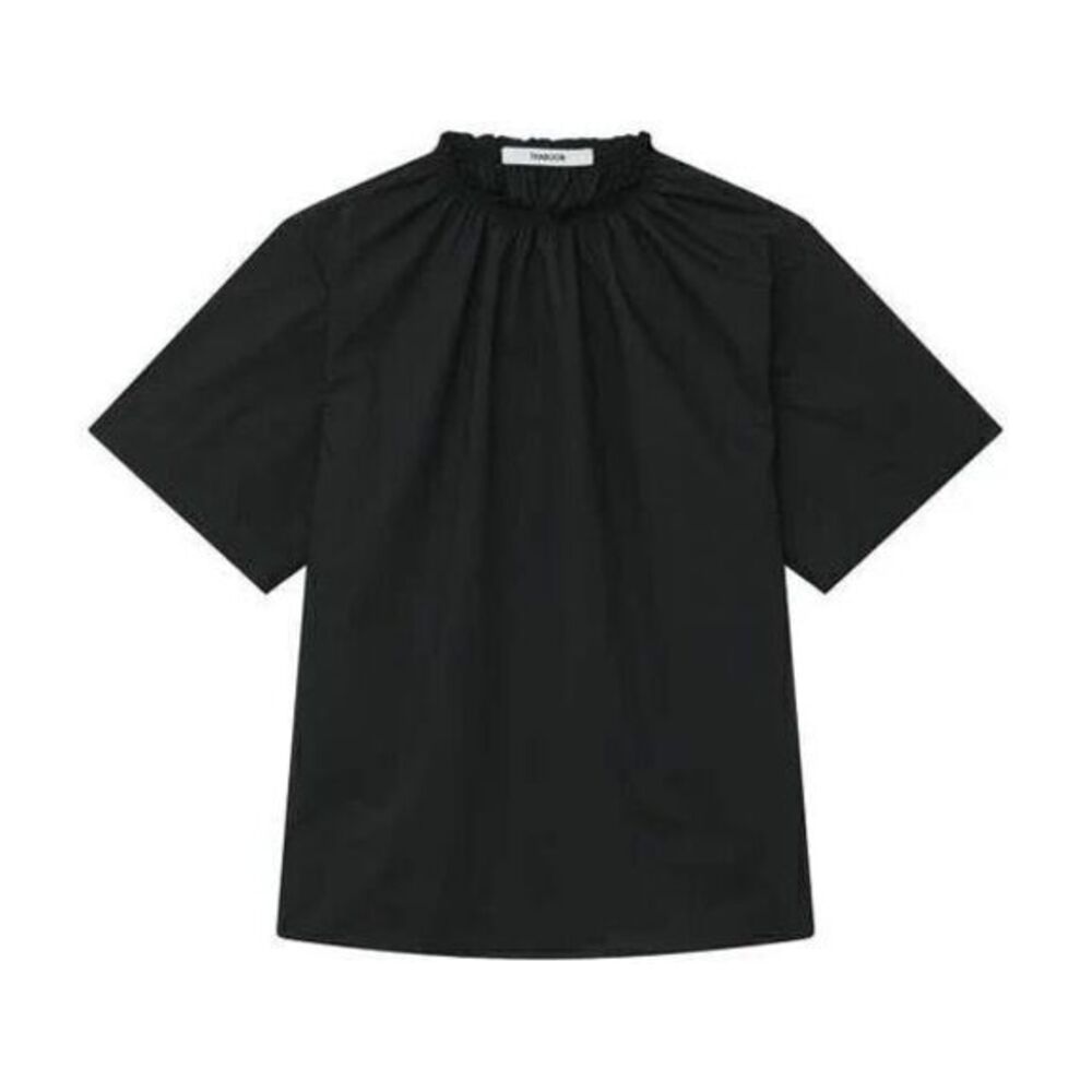 Thakoon NWT Smocked Neck Top Short Sleeves in Black Size‎ Small